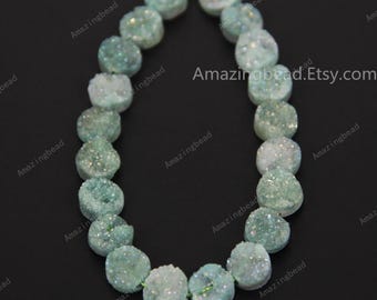 Druzy Agate Cabochons 10mm&20pcs Green Round Gemstone Beads Full Strand Sparkly Geode Druzy Drusy Gemstone Beads Jewelry Supply