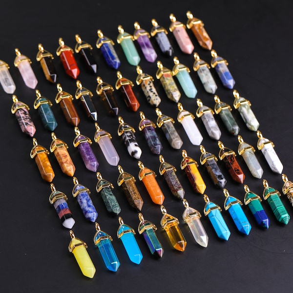 60 Stone Choice Quartz Crystal Point Healing Stone Pendulum Reiki Chakra Yoga Pillar Pendant