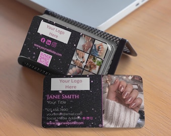 Plantilla de tarjeta de presentación para salón de uñas (Canva editable) y descarga instantánea