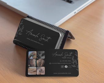 Plantilla de tarjeta de presentación para tatuador, diseño gótico minimalista (digital)