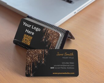 Plantilla de tarjeta de presentación con brillo dorado (descarga digital)