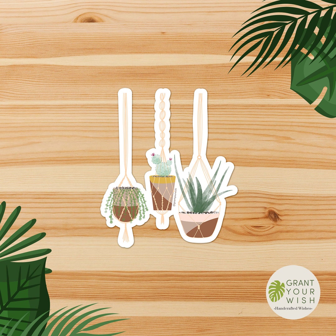 Macrame Planter Sticker - Etsy