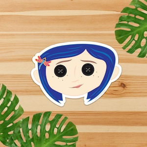 Coraline Sticker | Coraline Sticker| Button Eyes Coraline Sticker | Coraline merch | waterproof glossy stickers | laptop stickers