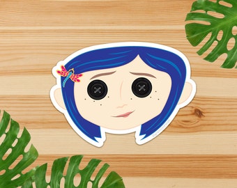 Coraline Sticker | Coraline Sticker| Button Eyes Coraline Sticker | Coraline merch | waterproof glossy stickers | laptop stickers
