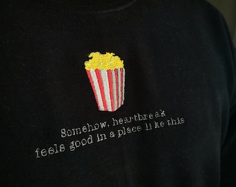 Popcorn Embroidered Sweatshirt, Movie Theater Popcorn sweatshirt, embroidered sweatshirt custom popcorn, Nicole Kidman Movie Theater