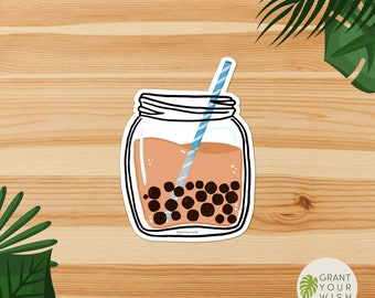 Boba Mason Jar Sticker