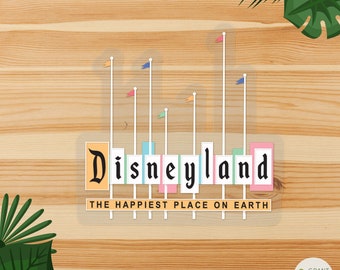 Vintage Disneyland Sign Transparent Laptop Sticker/ Retro Mickey Disney Phone Case laptop android hydroflask water bottle decal