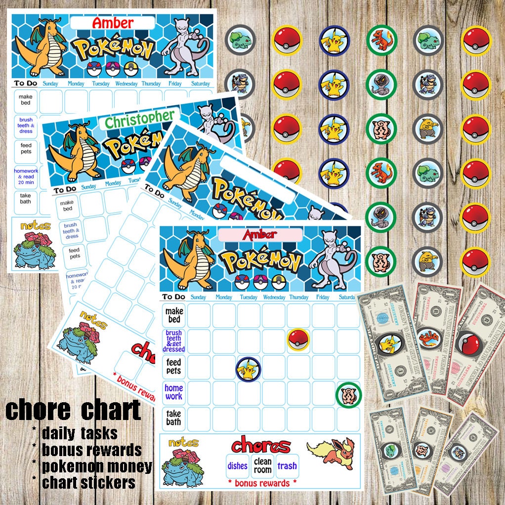 Kids Chore Chartpokemon Go Printablekids Reward Etsy Ireland