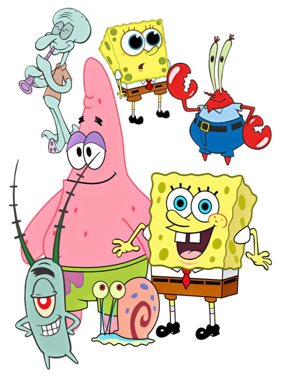 spongebob transfer spongebob cutoutpatrick mr krabs etsy