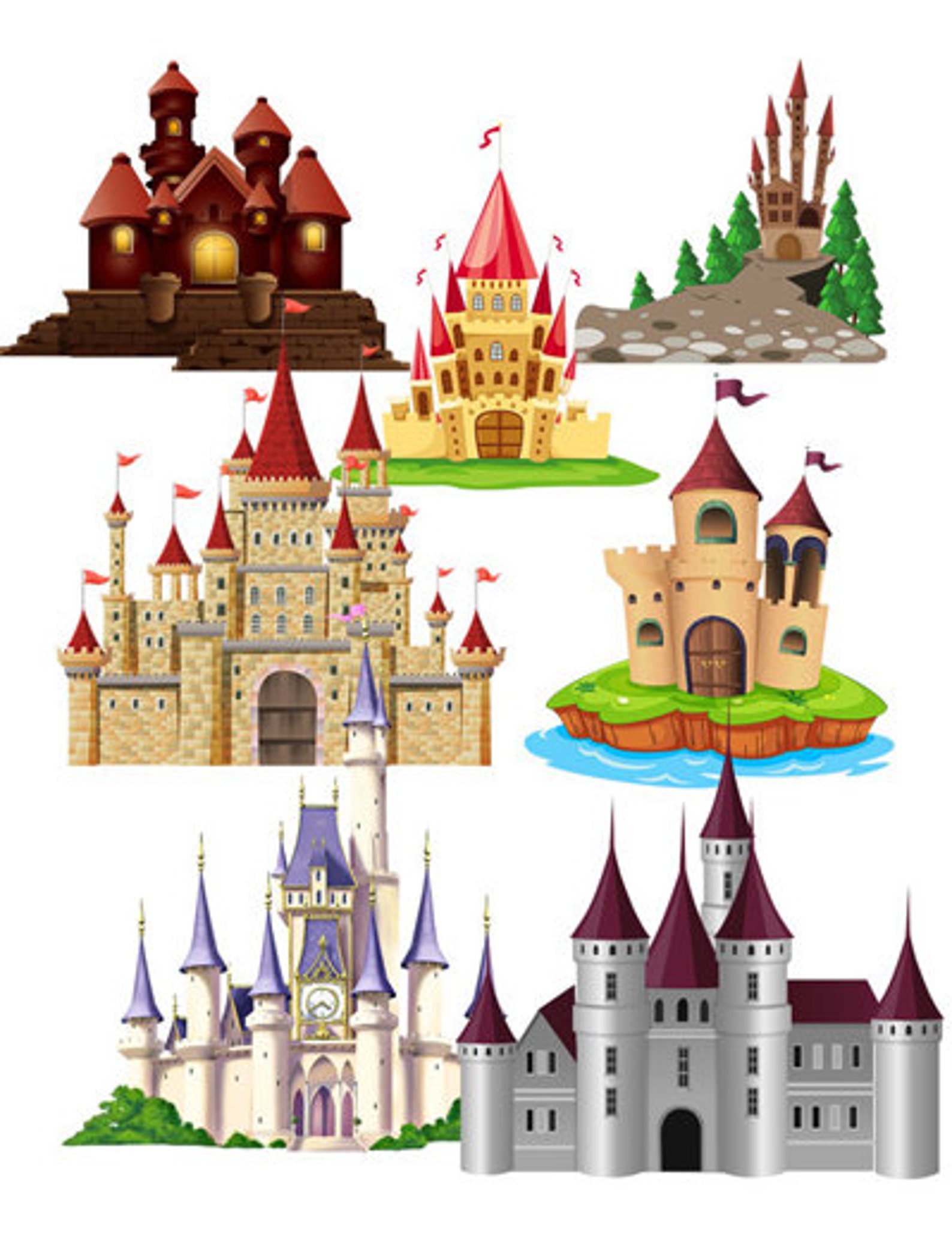 Castle Image Castle Cutout30 Pack Large Cliparts Full Page | Etsy