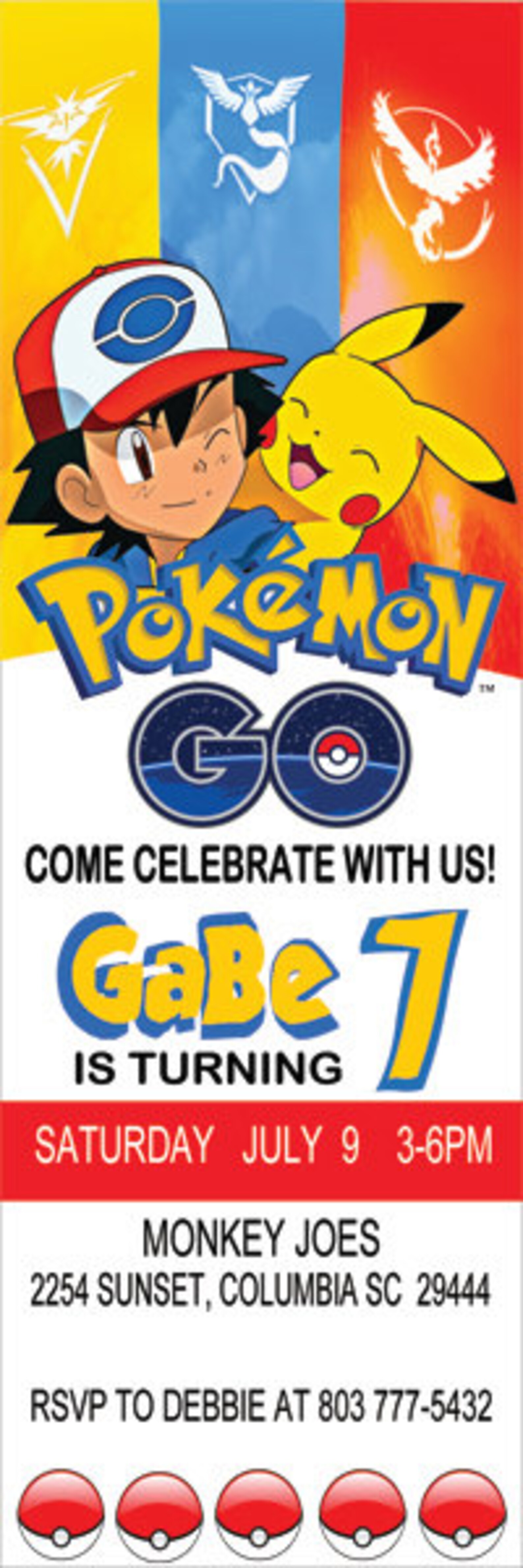 Pokemon Go Birthday Ticket Invitation Digital Printable Etsy