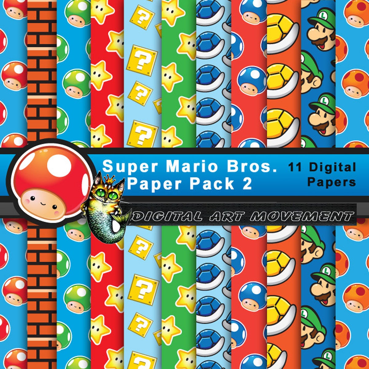 Super Mario Seamless PatternsSuper Mario Digital GamingSuper Etsy