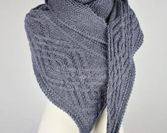 Stickmönster för Cloud Shawl – triangulär sjal med flätmönster – asymmetrisk sjal – PDF tyska och engelska