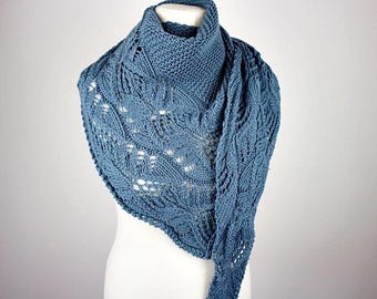 Knitting Pattern Japanese Flowers Shawl, PDF Lace Shawl with Floral Design, Asymmetrical Wrap for Experienced Knitters, English & German