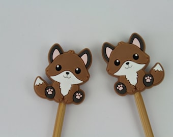 Stitch stopper knitting needle stopper 2 pieces fox