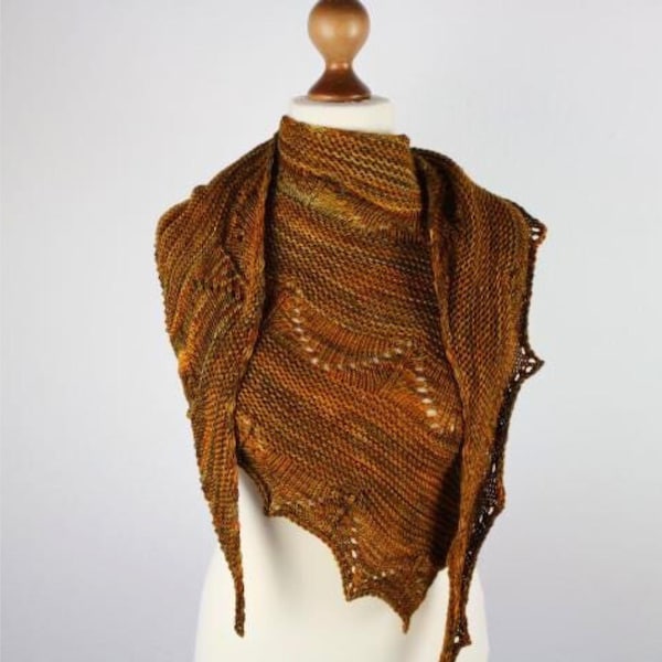 Knitting pattern triangular shawl Glitter – asymmetrical lace shawl, easy PDF knitting pattern in English and German