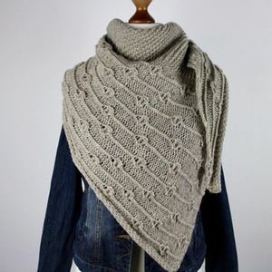 Knitting Pattern Triangle Shawl PDF Freja – asymmetrical textured shawl – charts & written instructions – for confident beginners EN/GE