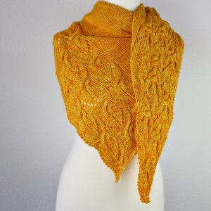 Shawl Knitting PATTERN PDF, Knitted Shawl Pattern Sunflowers in english and german