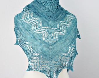 Knitting Pattern Lorina Shawl – Lace Triangle Scarf with Charts & Written Instructions – PDF DE/EN