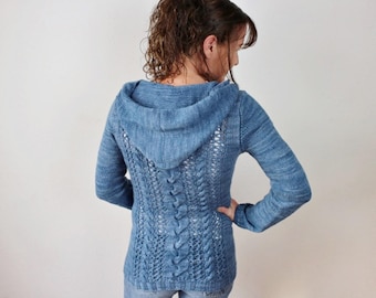 Knitting Pattern Hoodie Cardigan Basic Cozy Jacket - Seamless Top-Down PDF (German and English) Cozy Cables Cardigan