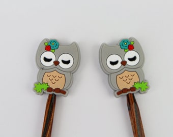 Stitch stopper knitting needle stopper 2 pieces owl