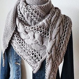 Shawl Knitting PATTERN PDF, Knitted Shawl Pattern,  Shawl Wrap, asymetrical Shawl Cozy Winter german and english