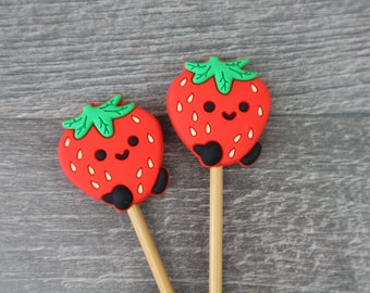 Stitch stopper knitting needle stopper 2 pieces strawberry