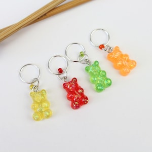 4 cute stitch markers / progress markers with ring or carabiner for knitting and crocheting
