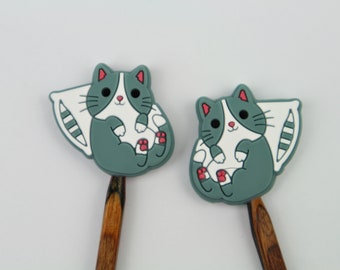 Stitch stopper knitting needle stopper 2 pieces cat