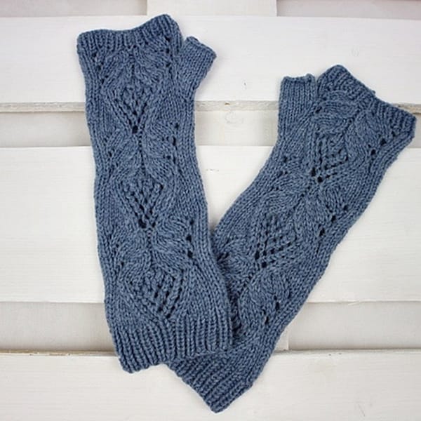 PDF Knitting Pattern - Avelon Fingerless Mittens, Knit Fingerless Gloves, Wrist Warmer Pattern, DIY Knit mittens