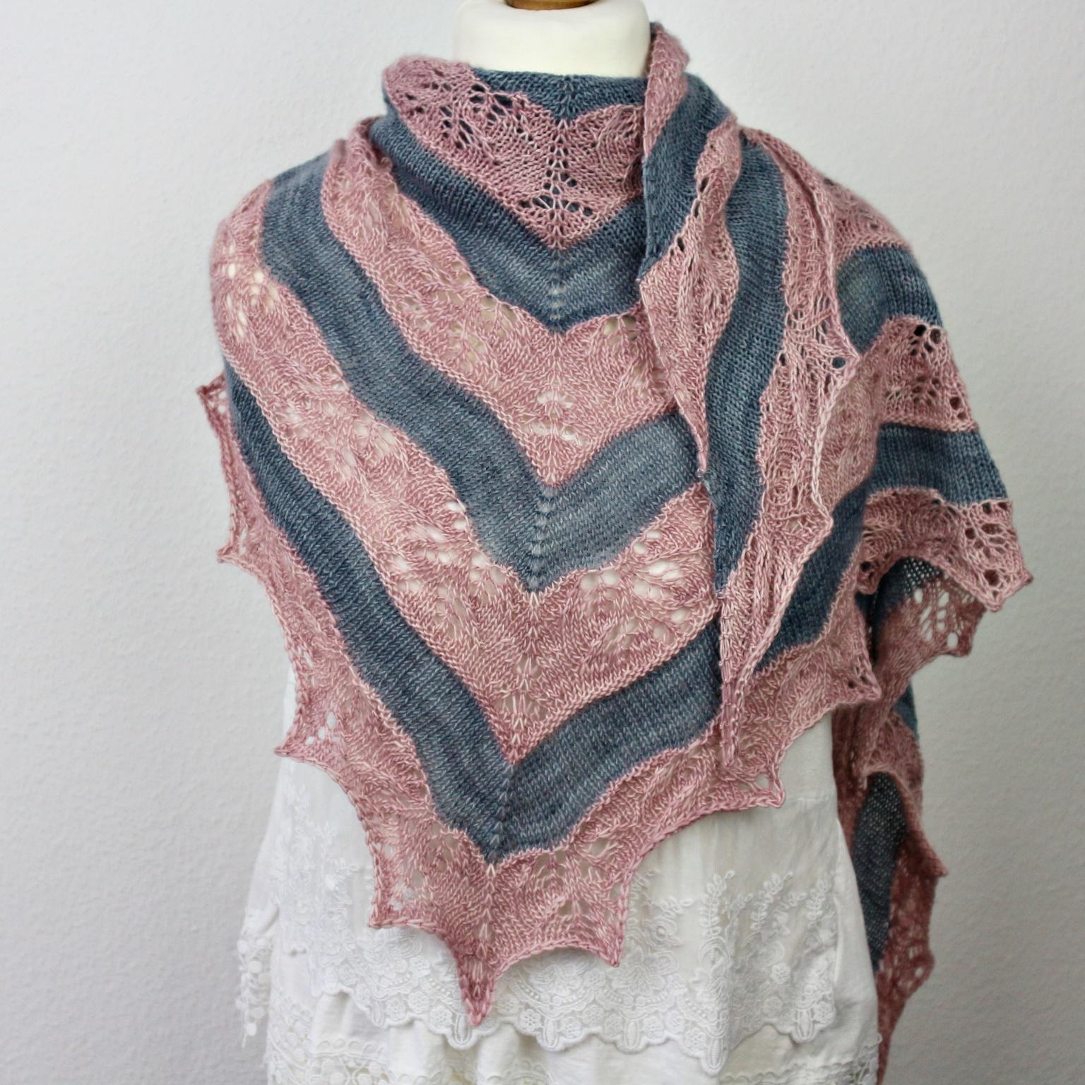 Knitting Pattern Symmetrical Triangle Shawl Special Love – Two Color ...