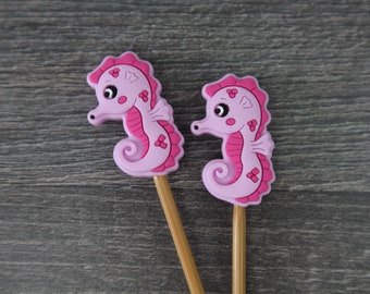 Stitch stopper knitting needle stopper 2 pieces seahorse