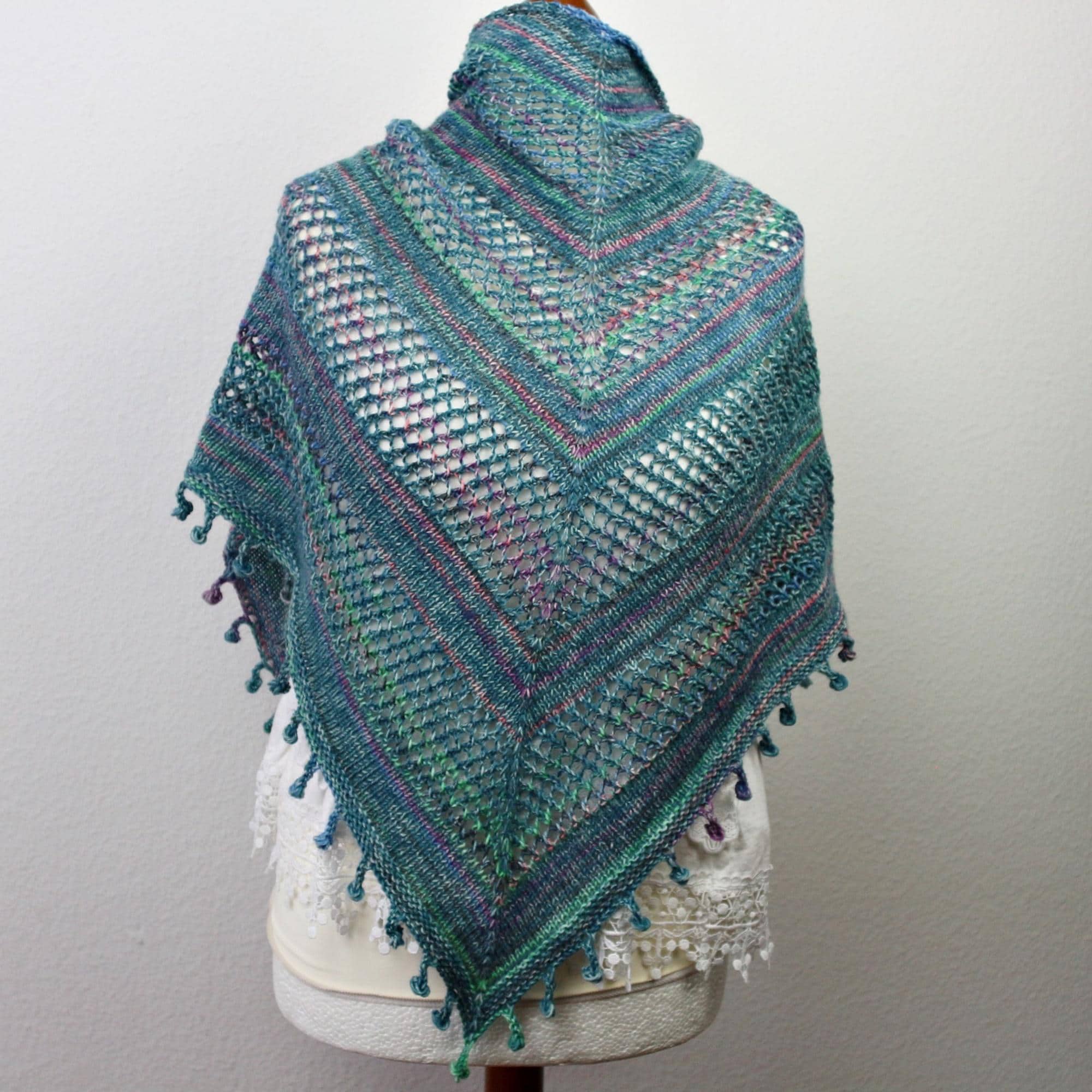 PDF Knitting Pattern Triangle Shawl Fringes – Large Lace Shawl With ...
