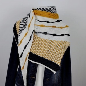 ショール編み図 PDF、編み物ショールのパターン、レースショールラップ、非対称ショール「Der Süden strickt」ドイツ語と英語