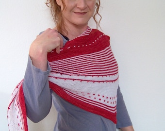 Knitting Pattern “Jupiter Sky” Shawl – Asymmetrical Two-Color Triangle Scarf – Easy Stripes – PDF in English & German