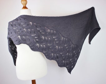 Shawl Knitting PATTERN PDF, Knitted Shawl Pattern, Lace Shawl Wrap, asymetrical Shawl Harmony