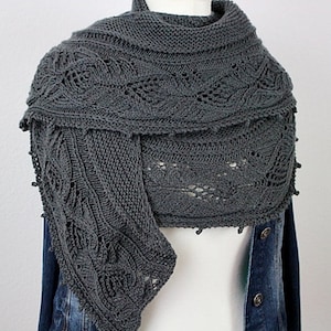 Shawl Knitting PATTERN PDF, Knitted Shawl Pattern, Lace Shawl Wrap, crescent shape Shawl Julietta