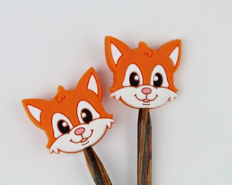 Stitch stopper knitting needle stopper 2 pieces fox