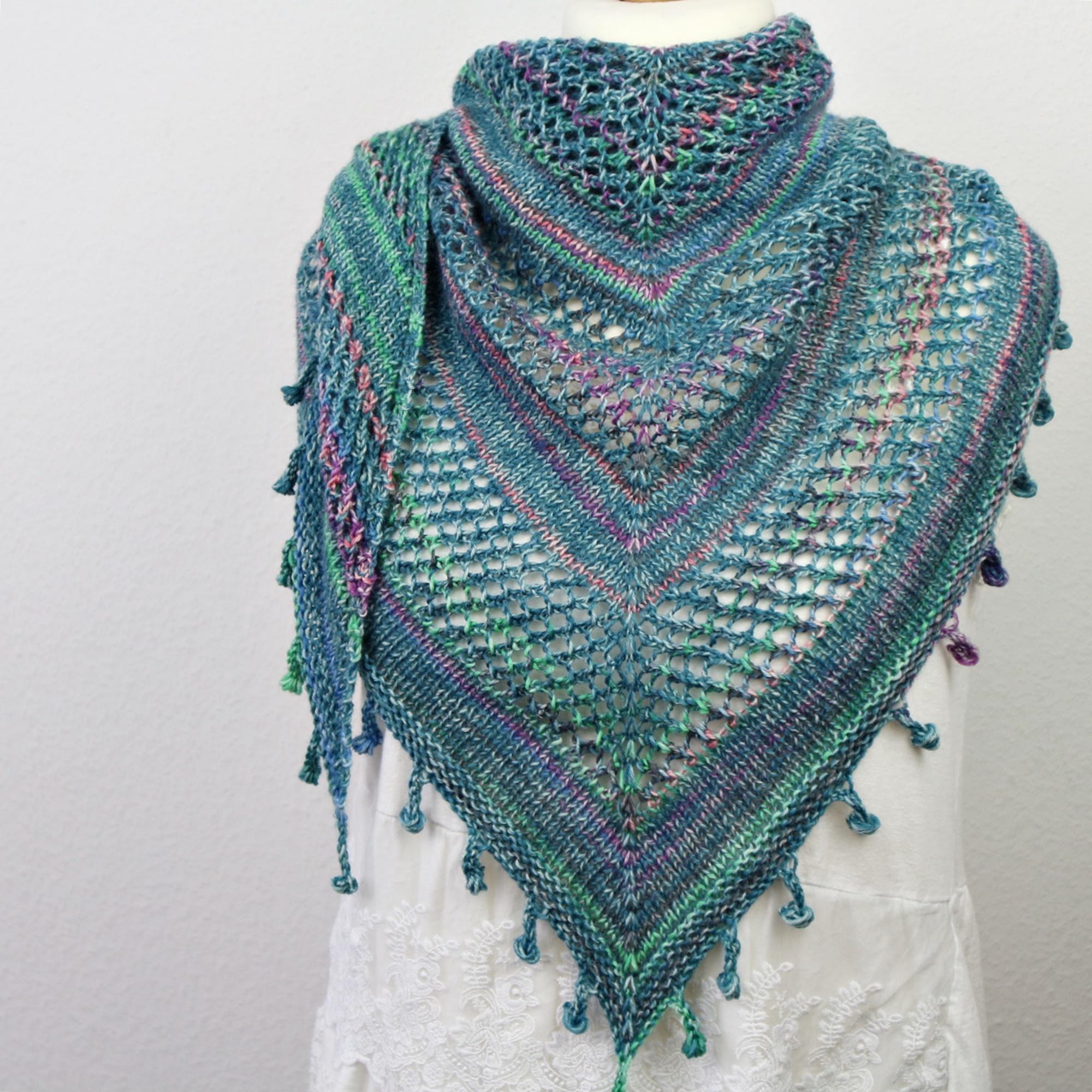 PDF Knitting Pattern Triangle Shawl Fringes – Large Lace Shawl With ...