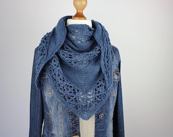 Knitting Pattern Triangle Shawl "Hippie" - PDF Pattern for Lace Shawl / Wrap in German and English