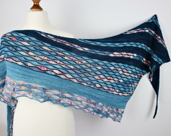 Strickanleitung asymetrisches Tuch Knitted Shawl Pattern, Shawl Wrap, asymetrical Shawl Girlfriend