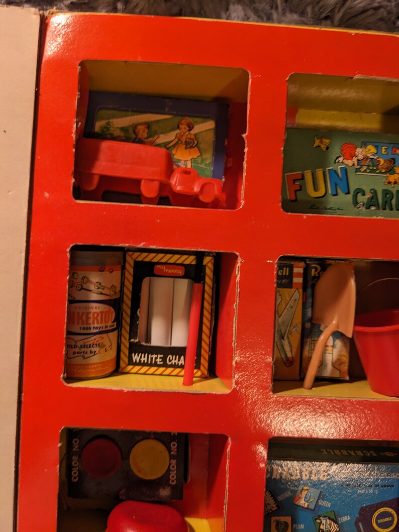 Vintage My Merry Toy Closet Featuring Scrabble, Tinkertoys, Revell Kits