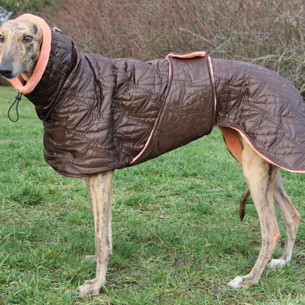 Greyhound coat, greyhound clothing, greyhound winter coat, brown coat