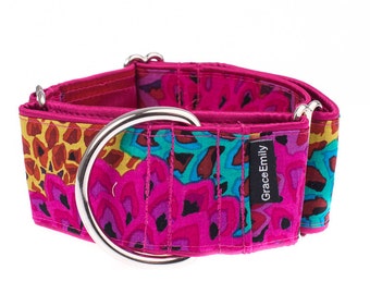 Pink Cotton Martingale Dog Collar - Greyhound Collar 2 inch