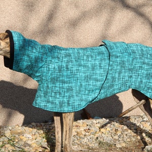 Abrigo de galgo turquesa: ropa de invierno impermeable de forro polar para perros