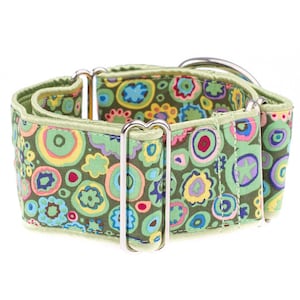 Collar para perro Martingala de algodón floral: collar para galgo, 2 pulgadas