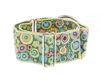 Floral Cotton Martingale Dog Collar: Greyhound Collar, 2 Inch