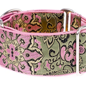 Brocade Martingale Dog Collar: 1.5 inch Adjustable Satin Collar