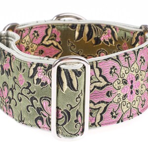 Brocade Martingale Dog Collar: Luxury Green Greyhound Collar
