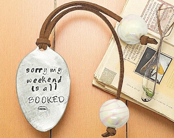 Repurposed Stamped Spoon Silverware Bookmark Book Lover Gift Vintage Unique Bookmark Upcycled Book Mark